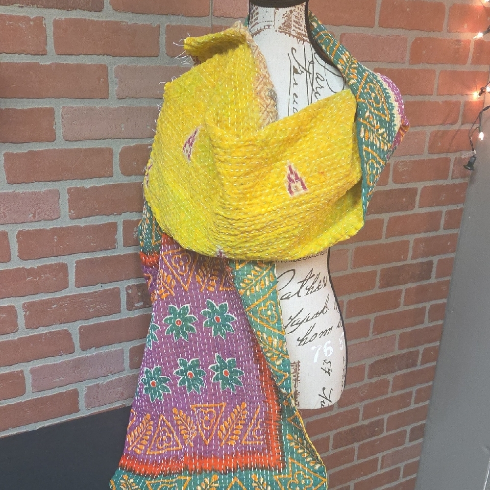 Colorful Patterned Kantha Scarf #30